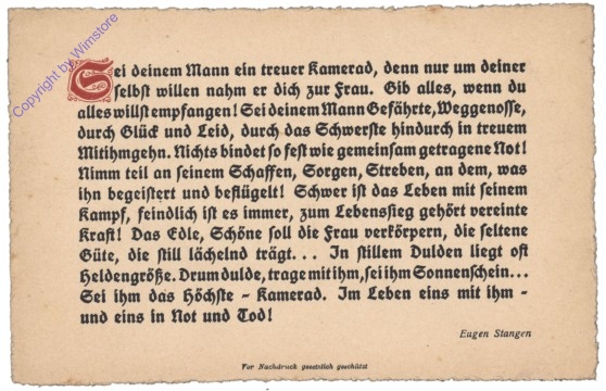 Sei deinem Mann ein treuer Kamerad, ...