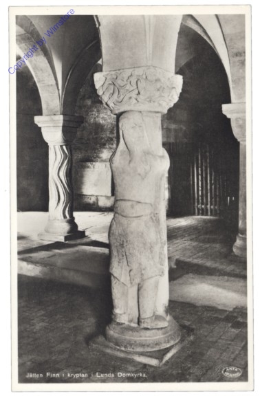ak143124 Lund, Jätten Finn i kryptan i Lunds Domkyrka