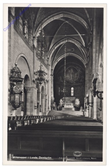 ak143128 Lund, Mittskeppet i Lunds Domkyrka