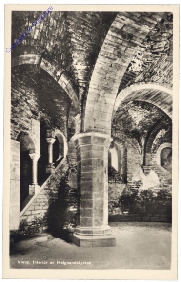ak143357 Visby, Interiör av Helgeandskyrkan