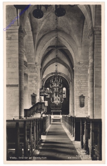 ak143360 Visby, Interiör av Domkyrkan