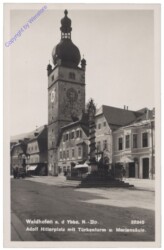 Waidhofen a.d. Ybbs, Adolf Hitlerplatz mit Türkenturm u. Mariensäule