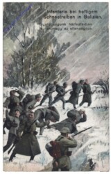 Infanterie bei heftigem Schneetreiben in Galizien