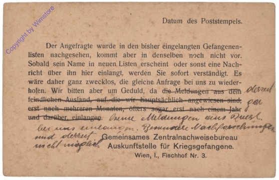 ak144021 Auskunftstelle für Kriegsgefangene