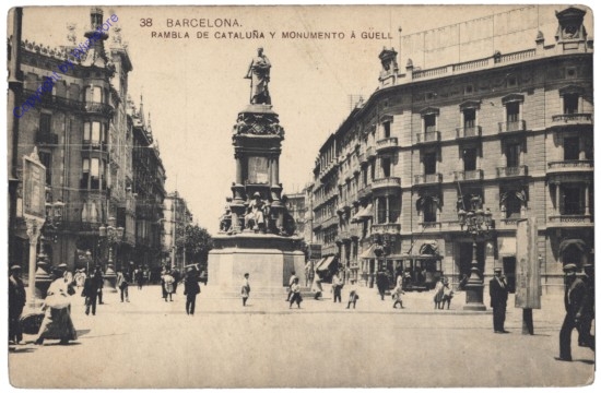 Barcelona, Rambla de Cataluna y Monumento a Guell