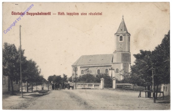 Hegyeshalom, Kath. templom utca részlettel