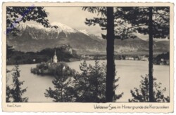 Bled (Veldes), Veldeser See, im Hintergrund die Karavanken
