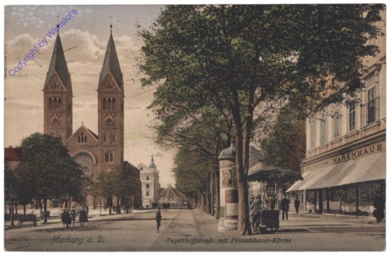Maribor (Marburg), Tegetthoffstraße mit Franziskaner-Kirche