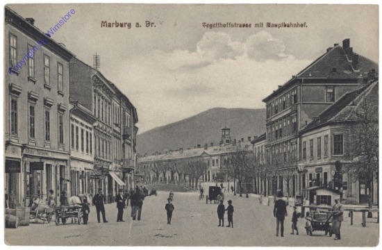 Maribor (Marburg), Tegetthoffstrasse mit Hauptbahnhof
