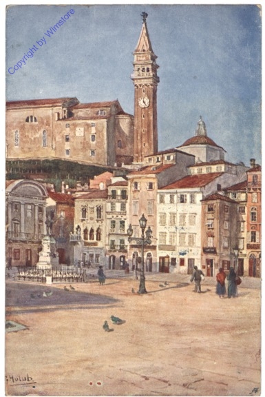 Piran, La piazza grande col monumento Tartini