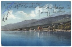 Opatija (Abbazia), Blick gegen Lovrana mit Monte Maggiore