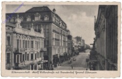 Lodz (Litzmannstadt), Adolf Hitler-Strasse mit Fremdenhof General Litzmann