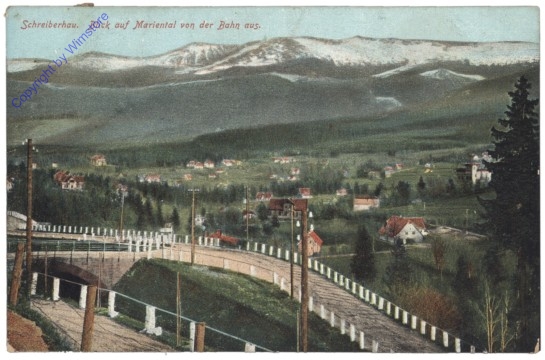Szklarska Poreba (Schreiberhau), Blick auf Mariental von der Bahn aus
