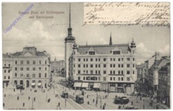 Brno (Brünn), Großer Platz mit Kirchengasse und Rennergasse
