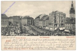 Brno (Brünn), Parnas-Brunnen, Krautmarkt, Rathausthurm