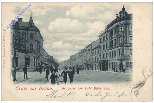 Brno (Brünn), Neugasse von Cafe Biber aus
