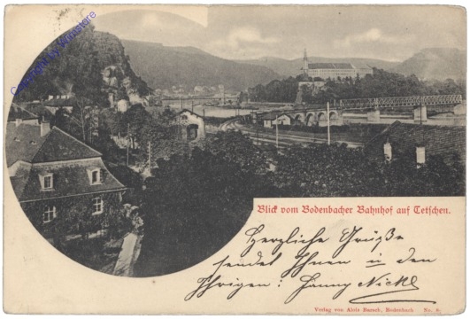ak150029 Decin (Tetschen), Blick vom Bodenbacher Bahnhof auf Tetschen