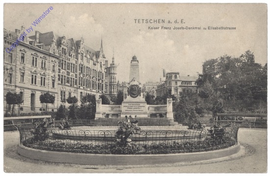 ak150049 Decin (Tetschen), Kaiser Franz Josefs-Denkmal u. Elisabethstrasse