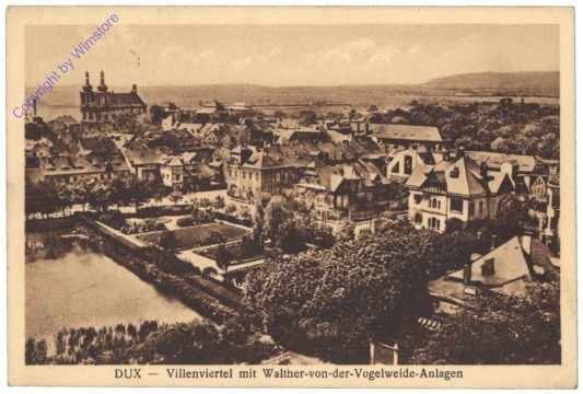 Duchov (Dux), Villenviertel mit Walther-von-der-Vogelweide-Anlagen