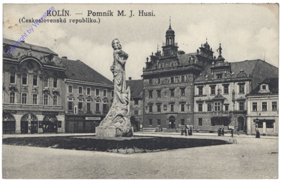ak150609 Kolin, Pomnik M.J. Husi
