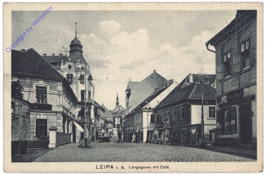 ak150724 Lipa (Leipa), Langegasse mit Cafe
