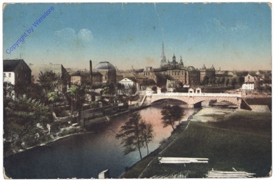 Plzen (Pilsen), Ansicht gegen die Kaiser-Franz-Josefs-Brücke