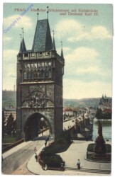 Praha (Prag), Altstädter Turm mit Karlsbrücke und Denkmal Karl IV