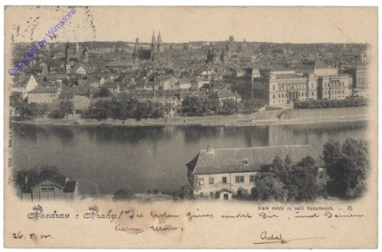Praha (Prag), Stare mesto ze sadu Rudolfovych