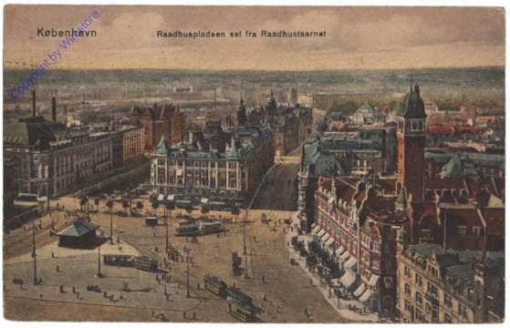 Kopenhagen, Raadhuspladsen set fra Raadhustaarnet