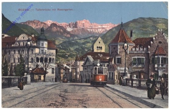 ak153381 Bolzano (Bozen), Talferbrücke mit Rosengarten
