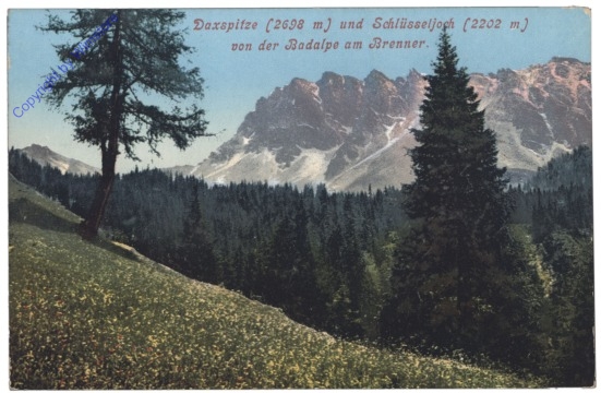 ak153420 Bennero (Brenner), Daxspitze und Schlüsseljoch von der Badalpe am Brenner