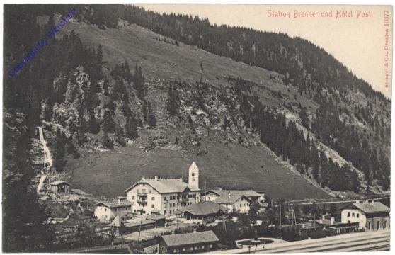 ak153421 Bennero (Brenner), Station Brenner und Hotel Post