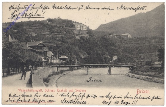 ak153431 Bressanone (Brixen), Wasserheilanstalt, Schloss Krakofl und Seeburg