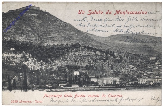 ak153488 Cassino, Panorama della Badia veduta da Cassino