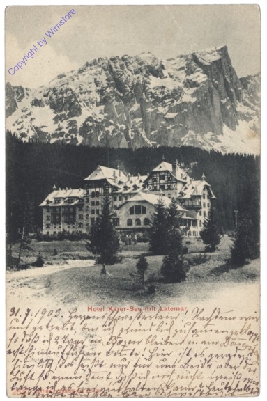 Nova Levante (Welschnofen), Hotel Karer-See mit Latemar