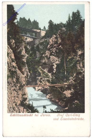 Tarvis, Schlitza-Schlucht, Graf Carl-Steg und Eisenbahnbrücke