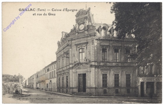 Gaillac, Caisse d'Epargne et rue du Grez