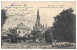 ak155864 Mülhausen, Steinbachanlage mit evang. Kirche