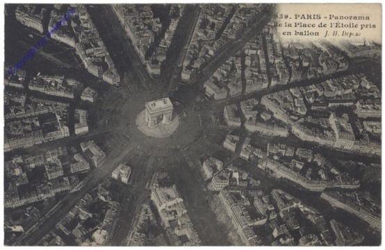 Paris, Panorama de la Place de l'Etoile pris en ballon