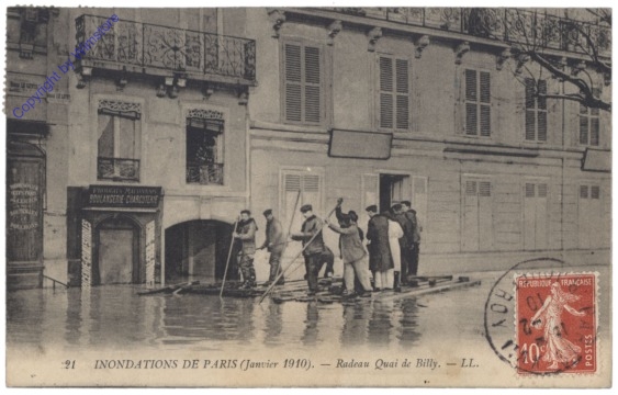 ak156252 Paris, Inondations de Paris (Janvier 1910), Radeau Quai de Billy