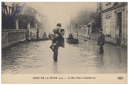 Paris, Crue de la Seine 1924, La Rue #Falet a Courbevoie