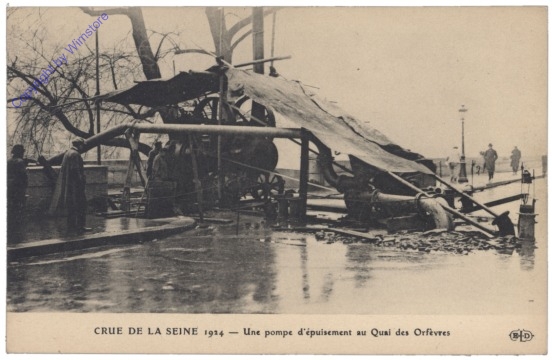ak156255 Paris, Crue de la Seine 1924, Une pompe d'epuisement au Quai des Orfevres