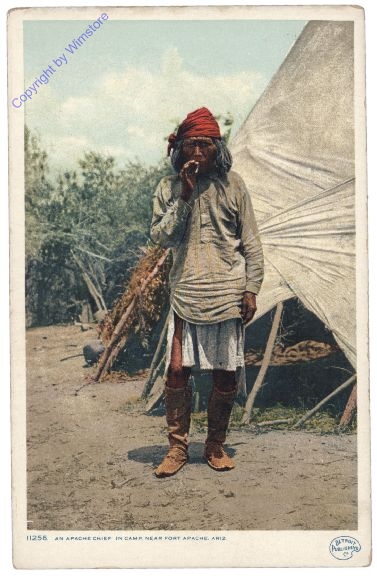 Arizona: An Apache Chief in Camp near Fort Apache