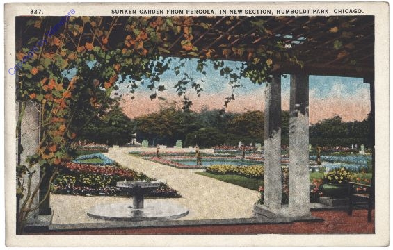 Illinois: Sunken Garden from Pergola in New Section, Humboldt Park, Chicago