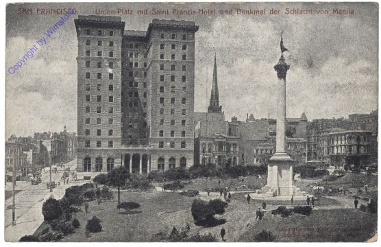Kalifornien: San Francisco, Union-Platz mit Saint Francis-Hotel und Denkmal der Schlacht von Manila