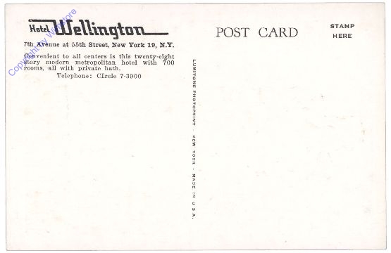 ak157655a New York: Hotel Wellington, New York