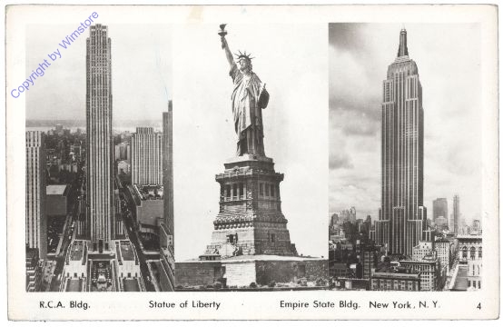ak157670_1 New York: R.C.A. Bldg., Staute of Liberty, Empire State Bldg., NY City