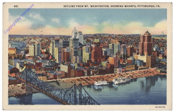 Pennsylvania: Skyline from Mt. Washington, showing Wharfs, Pittsburgh