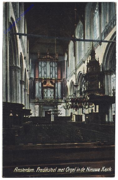 Amsterdam, Predikstoel met Orgel in de Nieuwe Kerk