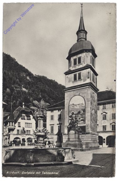 ak159085 Altdorf, Dorfplatz mit Telldenkmal